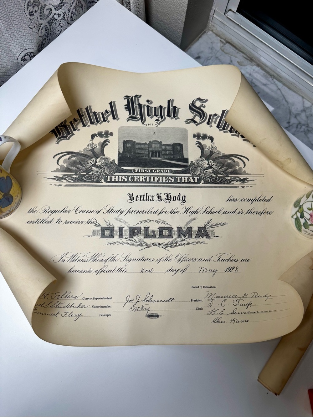 Vintage 1924 & 1928 Bethel High School, Ohio Diploma Lot.